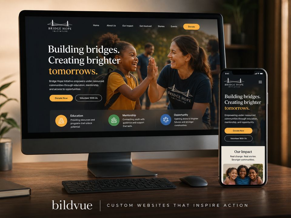 Sitio web de Bridge Hope Initiative por BildVue