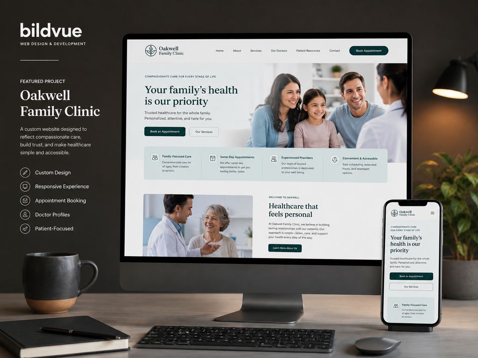Sitio web de Oakwell Family Clinic por BildVue